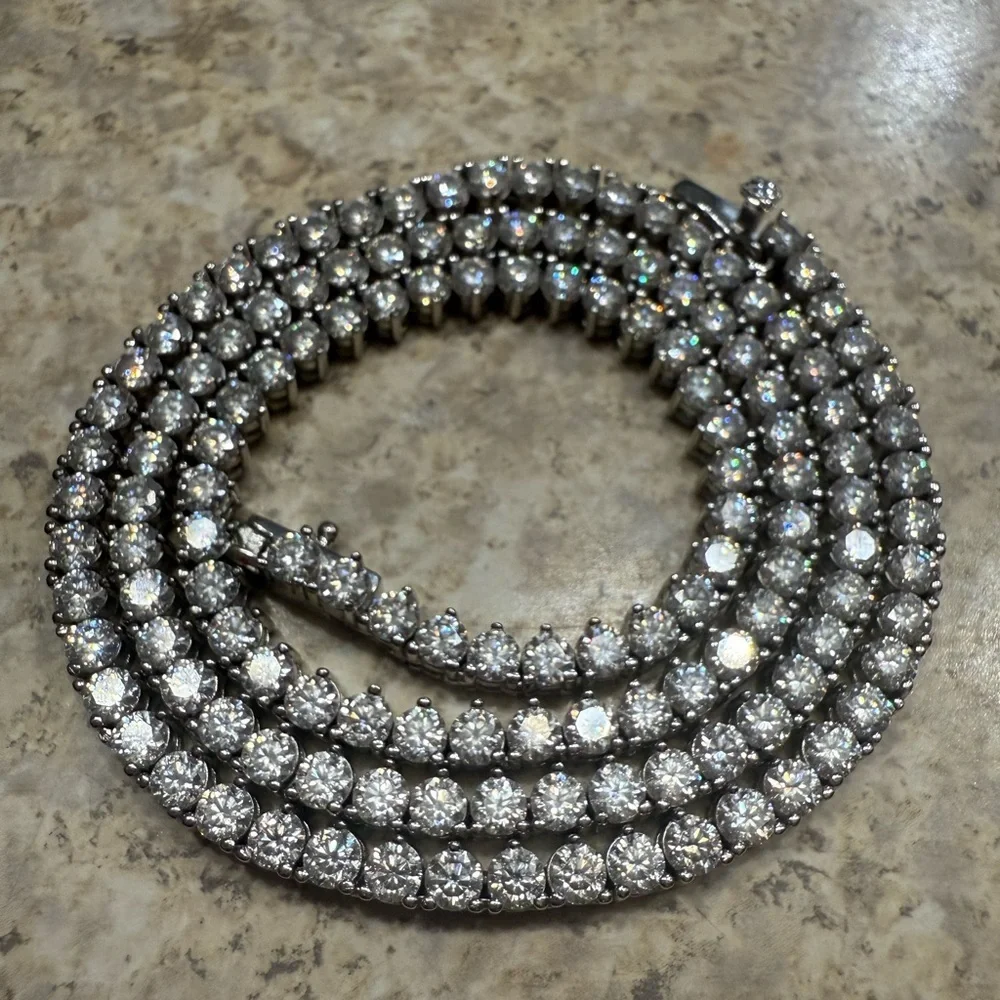 White Sapphire Sterling Silver Tennis Necklace!